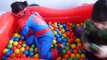 GIANT BALL PIT SURPRISE TOYS CHALLENGE Disney Cars Toys Spiderman vs Hulk Surprise Eggs fo