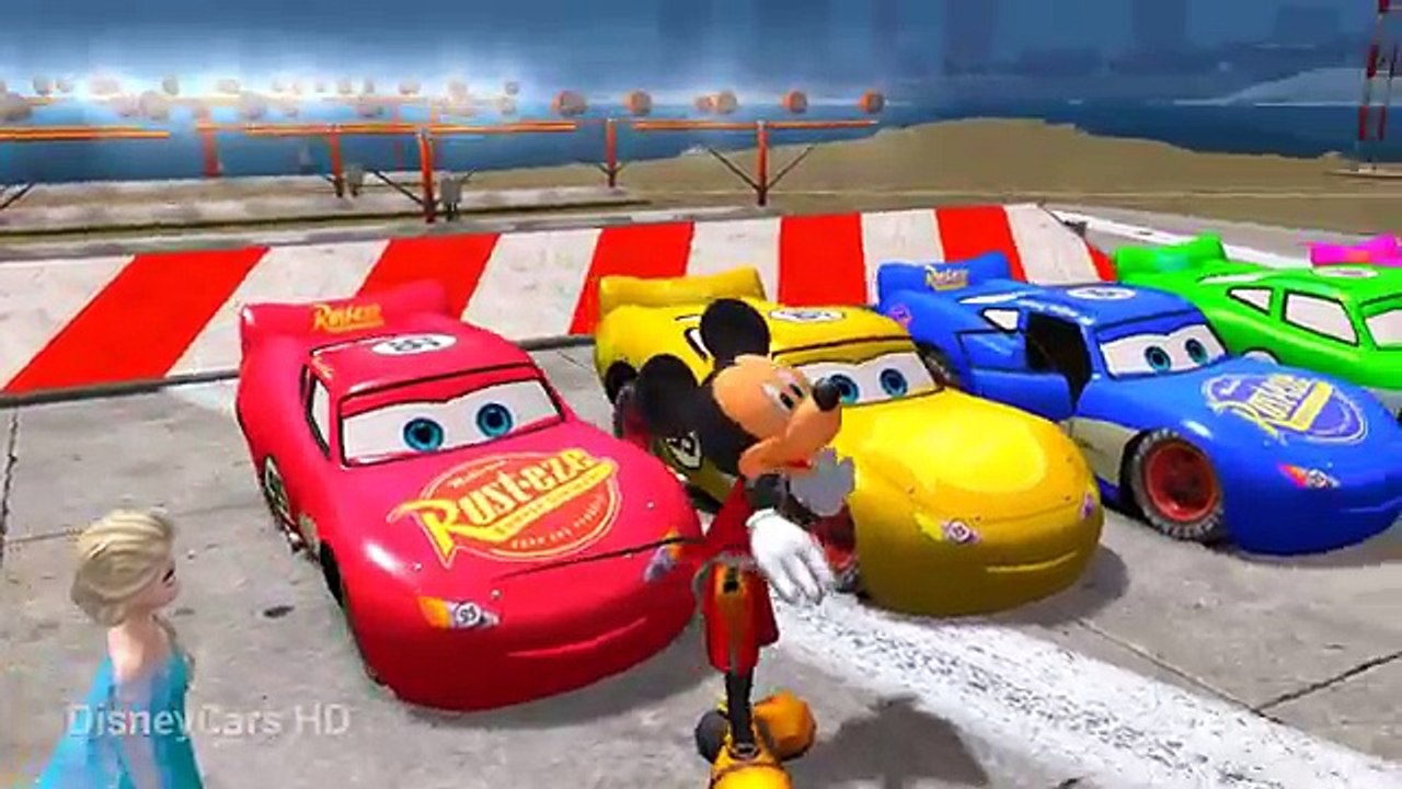 MICKEY MOUSE AND #FROZENELSA Having Fun with Disney Cars Lightning Mcqueen