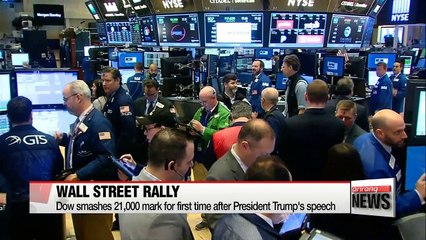 Dow smashes 21,000 mark for first time after Trump speech
