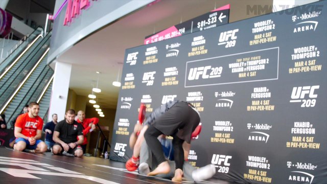 Khabib Nurmagomedov punishes training partners at UFC 209 open workout in Las Vegas