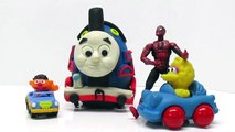 SPIDERMAN   THOMAS THE TRAIN! Play-Doh Surprise Egg! Fun Toys and BIG BIRD AND ERNIE! PBS Toys!