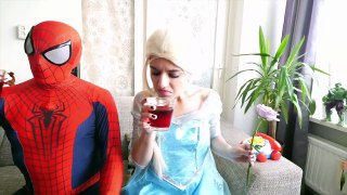 SPIDERMAN vs DINOSAUR ATTACK! w_ Frozen Elsa Hulk Joker Pokemon Pikachu Super