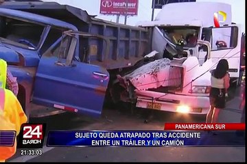 Download Video: Panamericana Sur: testigos de accidente aseguran que tráiler iba a excesiva velocidad