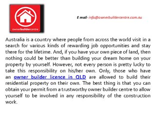 Get Owner Builder Licence from Owner Builder Centre