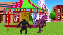 Dinosaurs & Gorilla Riding Horse 3D Animation Cartoons | Dinosaurs & Gorilla Finger Family