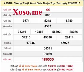 KQ XSBTHUAN T5 - SXBTH Kết quả xổ số kt đài Bình Thuận hôm nay thứ 5 ngày 2-3-2017