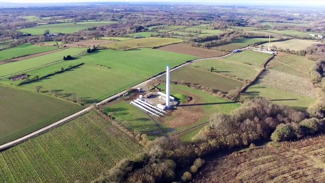 Boquého (22). Le chantier des éoliennes vu du ciel