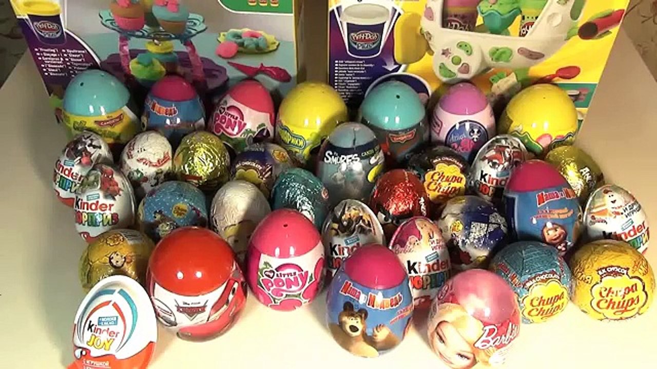 33 Surprise Eggs!!! NEW ANGRY BIRDS Disney Cars Marvel Spider Man SMURFS Kinder Surprise