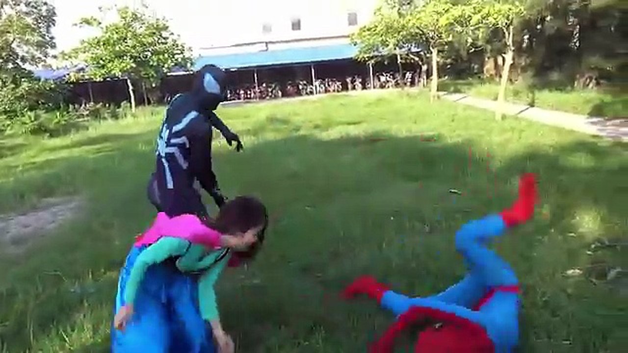 Spiderman vs Joker kidnap Frozen Elsa blackmail Fun Superheroes movie in real life