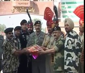 Indian Bsf and Pakistan Rangers Celebrates Diwali at Wagah Border Amritsar