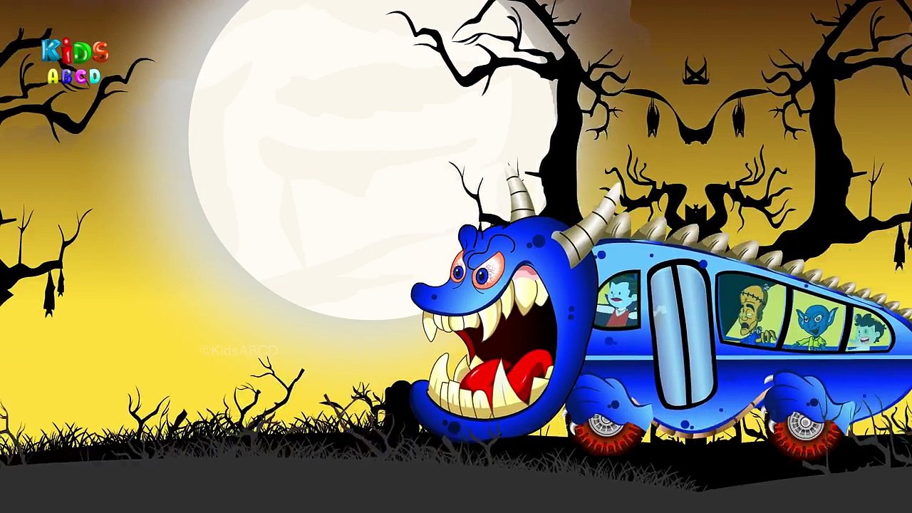 Halloween Songs Wheels On The Bus | Halloween For Kids Videos | Scary Bus Rhyme Video For Kids
