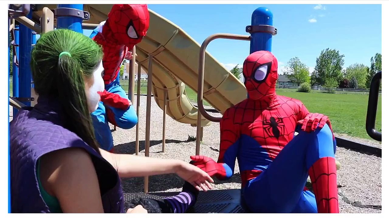 Joker Girl vs Frozen Elsa! Eyelashes Hunt! w/ Spiderman! Real Life Superhero Movie