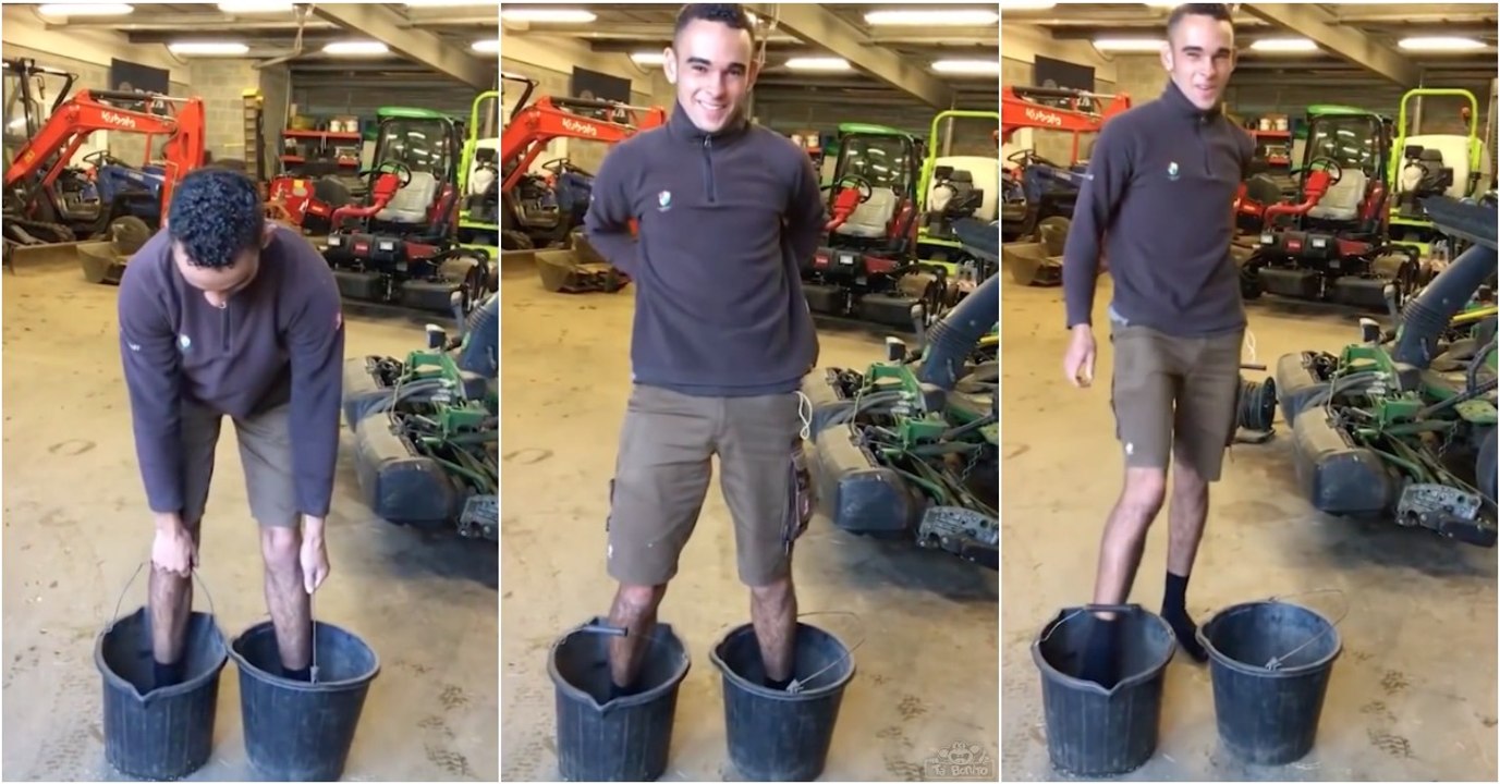 Tentou levantar o próprio corpo com dois baldes numa aposta de 20 libras