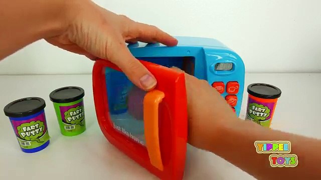 Learn Colors with Squishy Mesh Balls and Microwave Kitchen Toy Appliance