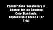 Popular Book  Vocabulary in Context for the Common Core Standards: Reproducible Grade 7  For Trial