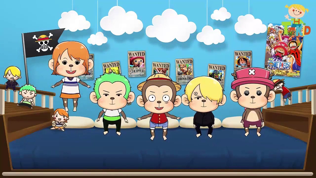 Five Little Monkeys Jumping On The Bed 5 Monkey One piece Kid Song from T-KID Nursery Rhymes