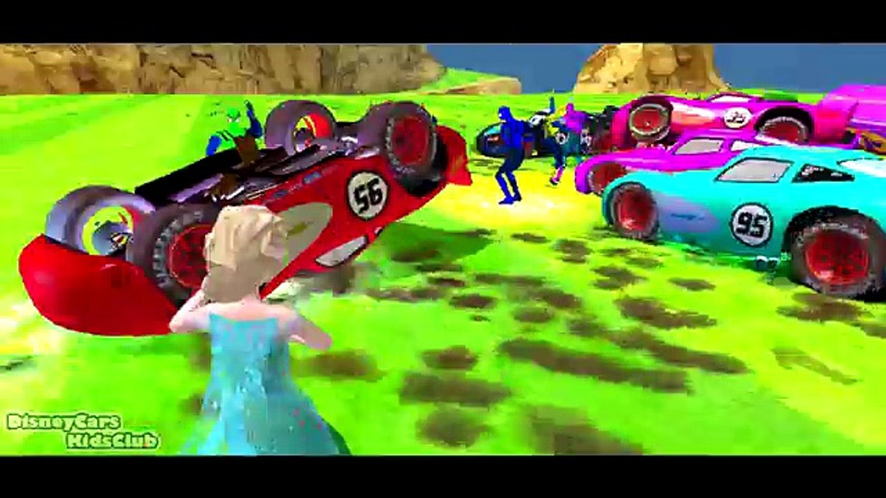 Spiderman motorcycle cartoon for kids with Frozen Elsa! Funny Superheroes Nursery rhymes S