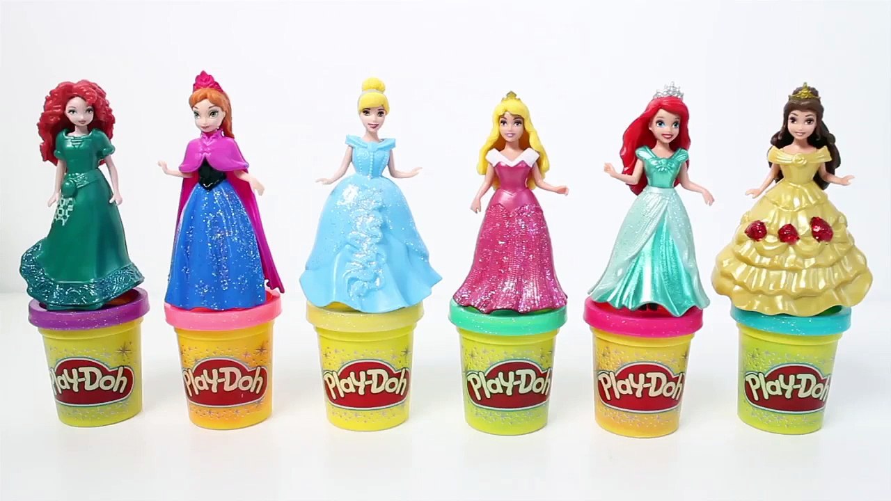 Play Doh Sparkle Princess Ariel Elsa Anna Disney Frozen Glitter Glider Magic Clip Dolls Episodes
