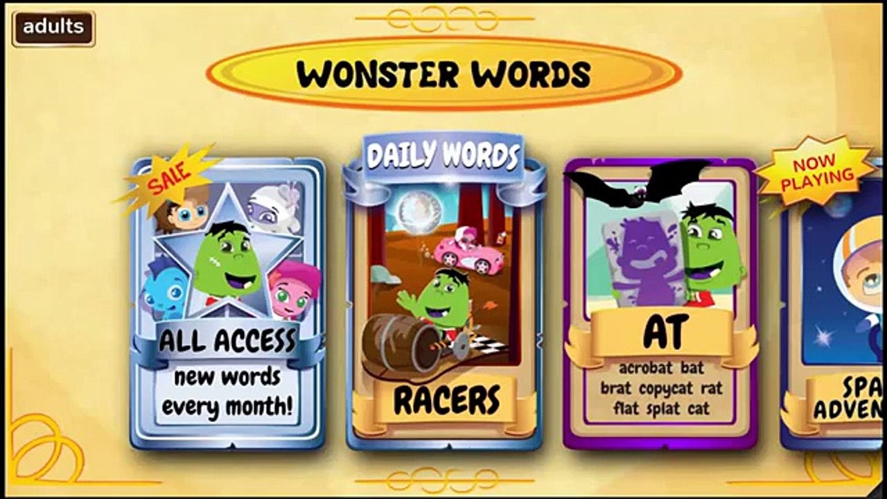 Kids Play & Learn New Words with Wonster Words - Kids Learn Daily Words That End with AT