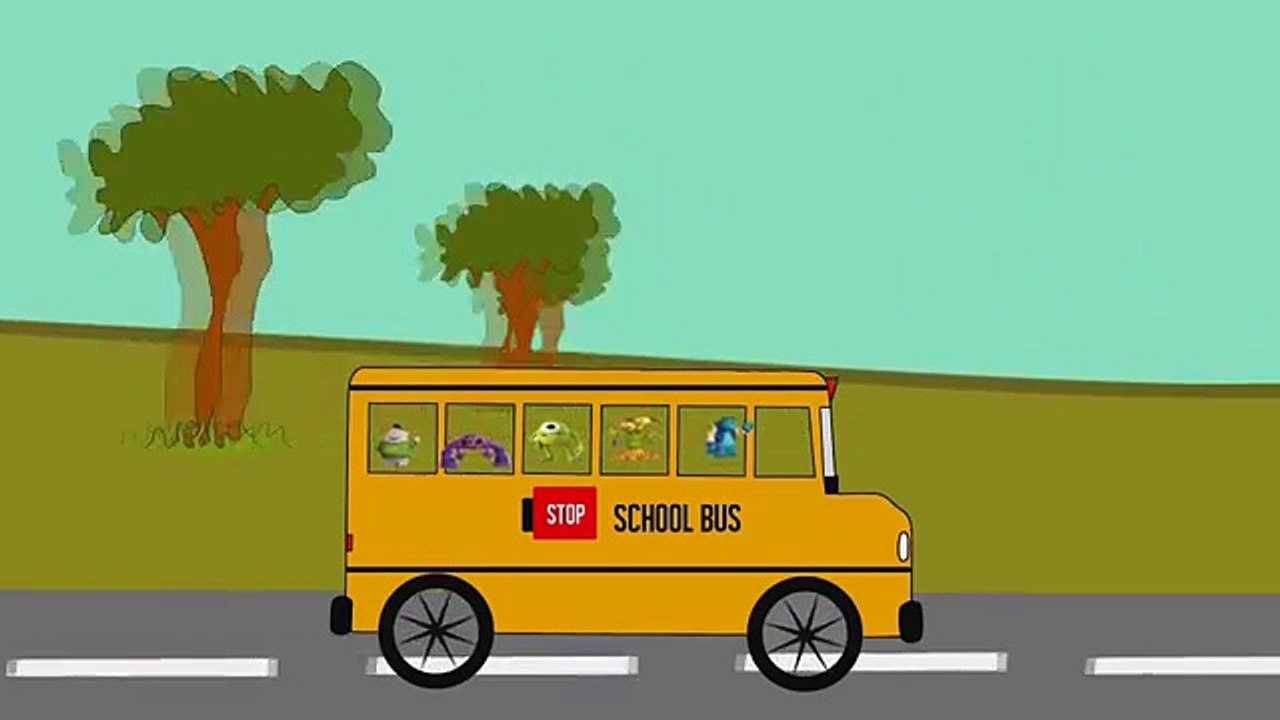 Wheels on the bus go round and round song Monster University English | Nursery Rhymes for Kids