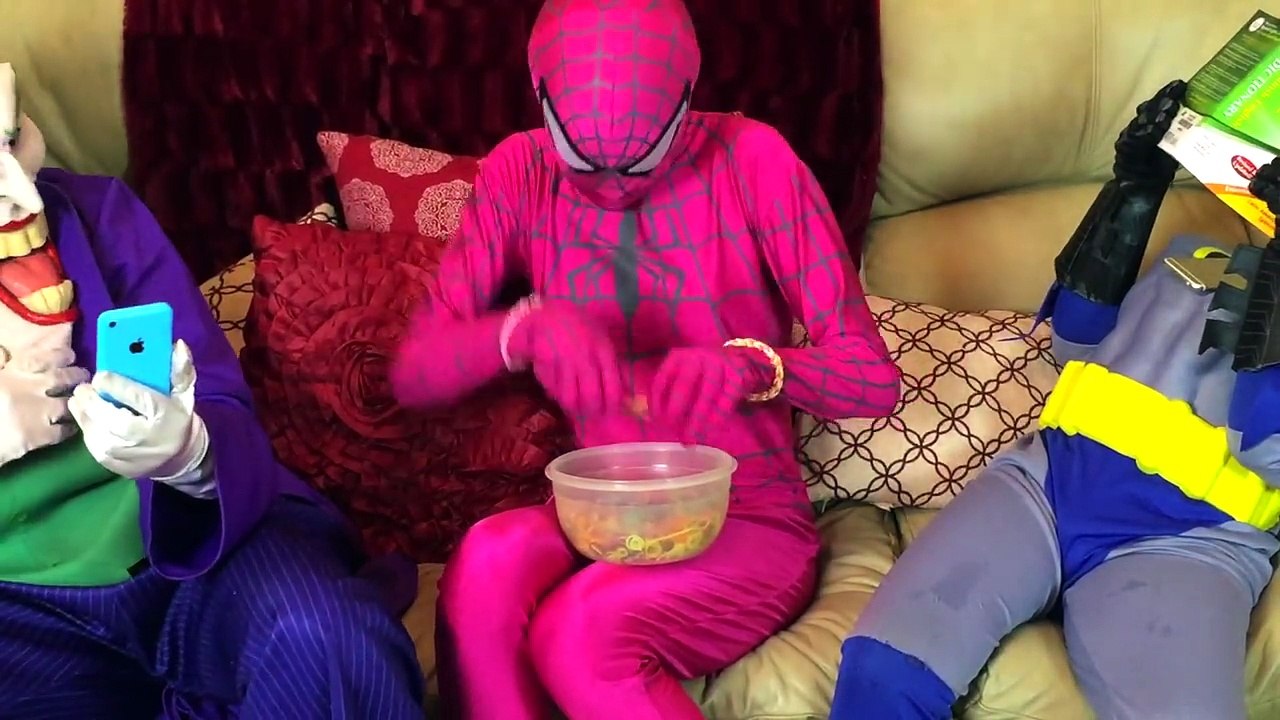 Pink Spidergirl vs Joker vs Batman - Crazy Gymnastics! - w/ Frozen Elsa - Funny Superheroes