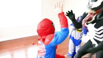 Человек-паук против Венома против Бэтмена в реальной жизни супергероя эпическое кино Супергерои битвы противостояния детей