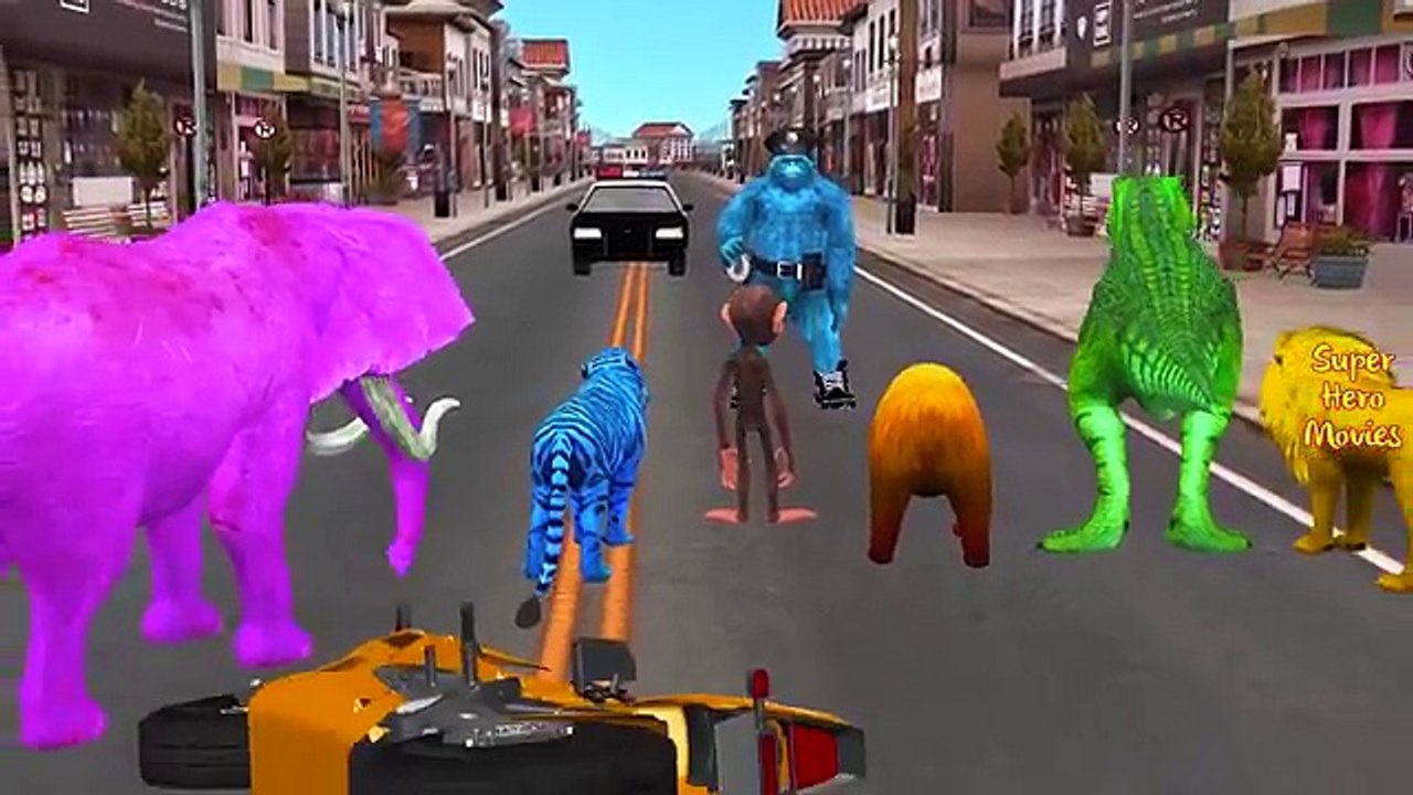 Crazy Godzilla Funny Gorilla Giant Lion Attacks Humans In City | Police Spiderman Dinosaur