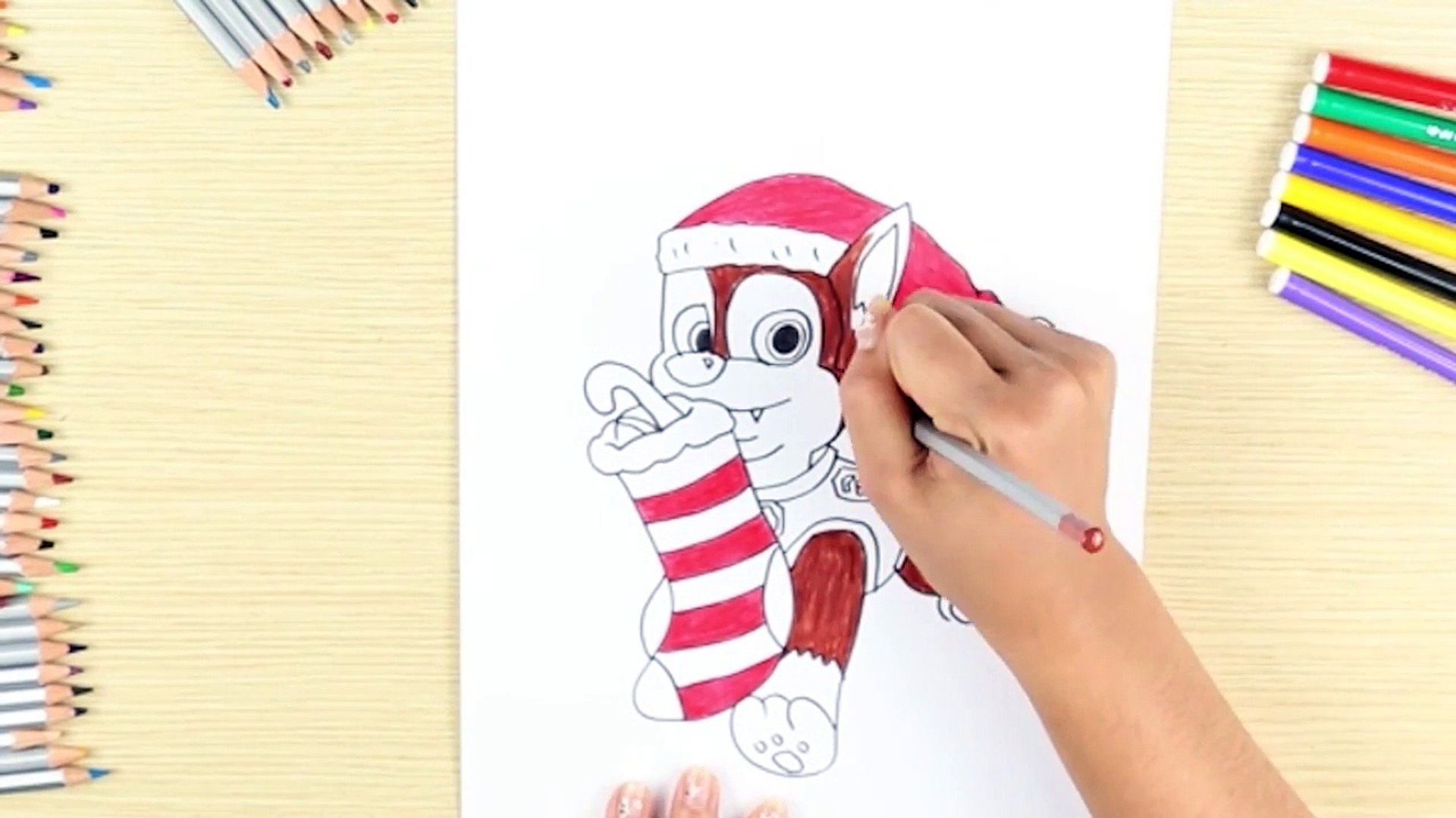 How to Draw Paw patrol Christmas: Chase as Santa Claus - Drawing and  Coloring for Kids - Vidéo Dailymotion