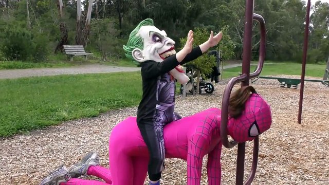Bad Baby Joker Compilation w Spidergirl Joker Girl Playground Fun Kids Superhero Video IRL