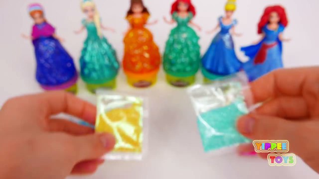 Play Doh Disney Princess Dresses Dress up Mermaid Cinderella Ariel Elsa Frozen Video for Kids