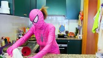 Frozen Elsa & Anna w/ Pink Spidergirl vs Zombie! Ft Joker & Spiderman Superhero Fun in Rea