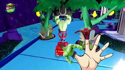 LOS VENGADORES : HULK, Spiderman y Iron Man Dedo de la Familia de las canciones para niños con acción