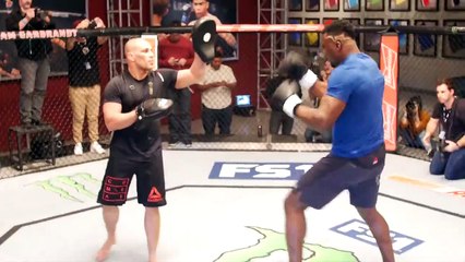 Francis Ngannou work out in Las Vegas for members of the media