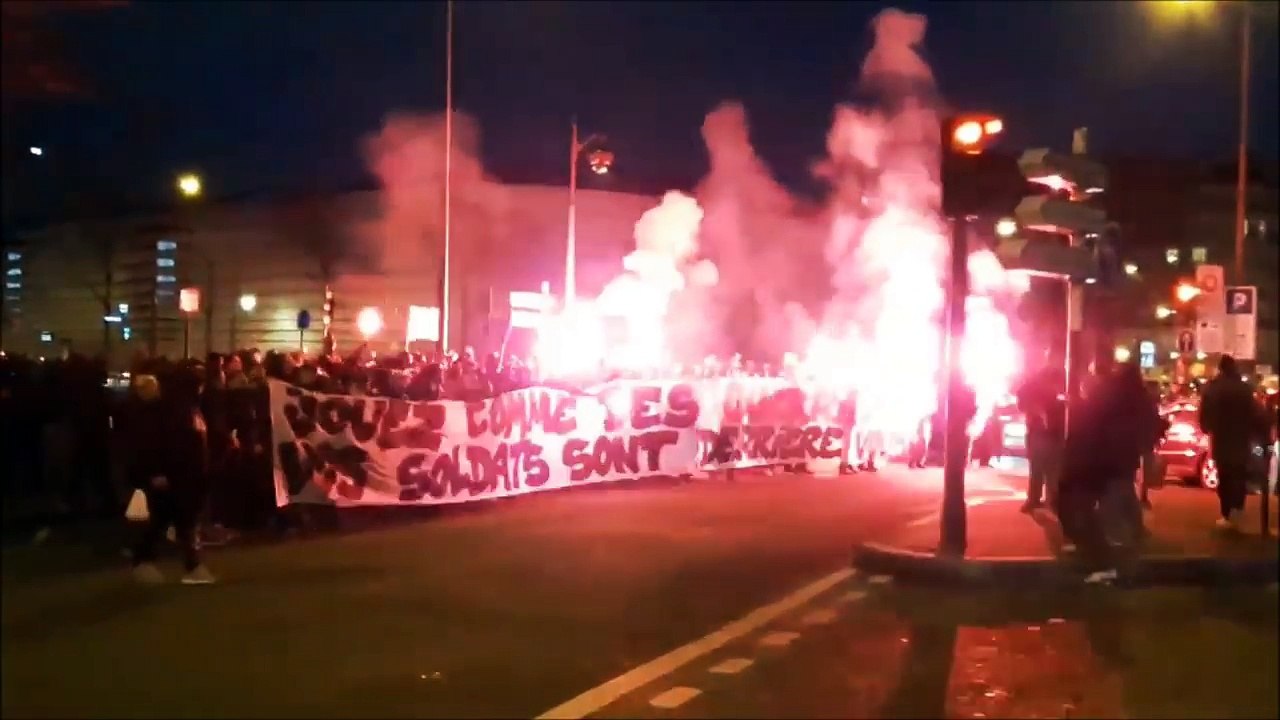 C1 PARIS SG - FC BARCELONA ultras Paris cortege before the game