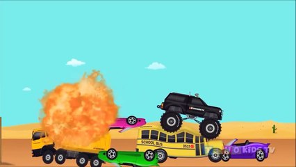 Monster Truck Stunts for Children Ext Learning Colors Video for Kids#TinokidsTV
