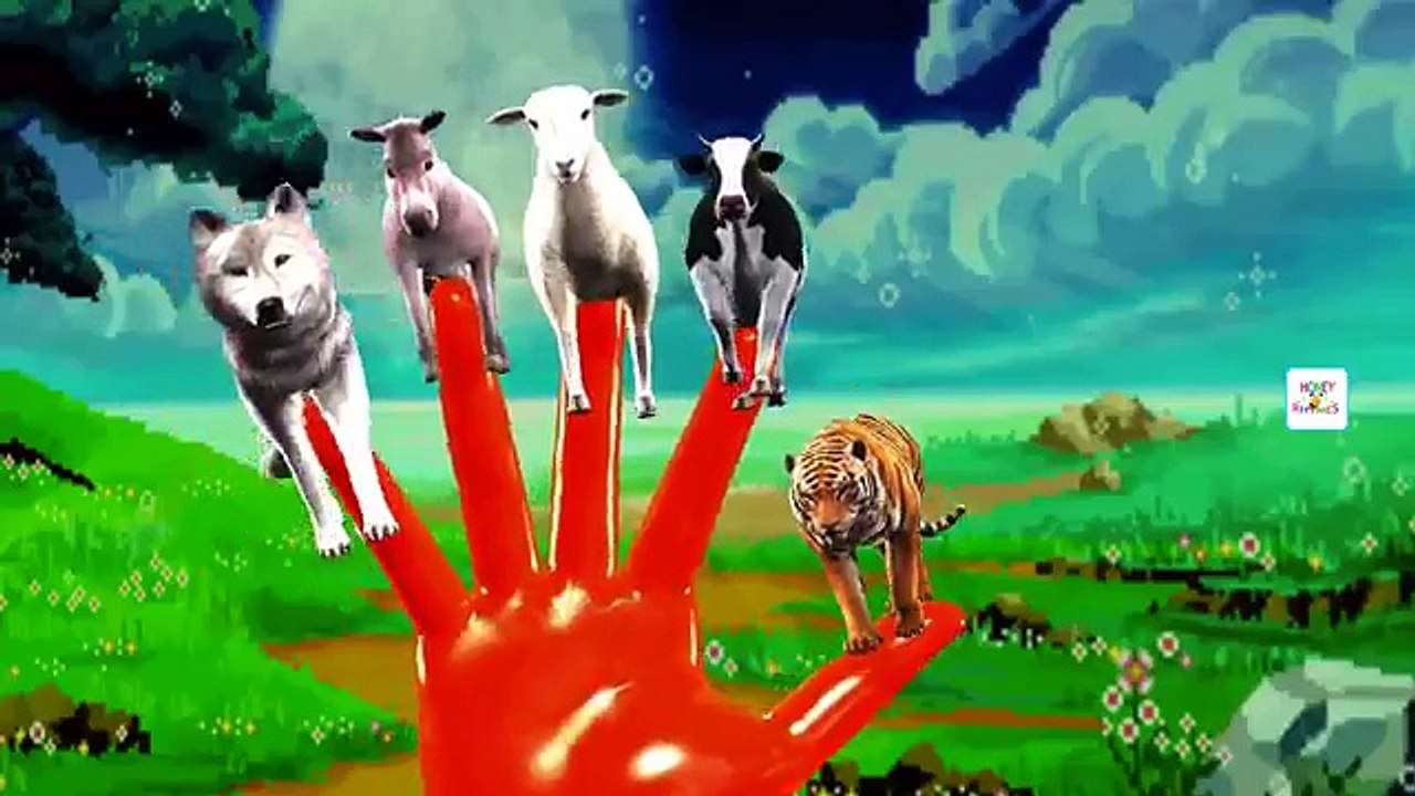 Wild Animals Video For Children | Dinosaurs Names & Sounds | Finger Family Nursery Rhymes