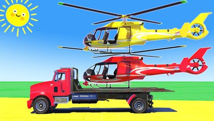 TRUCKS & HELICOPTER Colors for Children - Educational Video | Learn Numbers | Kids Nursery Rhymes