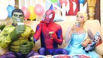 Spiderman & Frozen Elsa Birthday Party vs Maleficent Fun Superhero in Real Life Spiderman