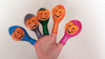 Five Finger Family Halloween Song with PUMPKINS Balloon for Baby | Learn Colors Nursery Rhymes