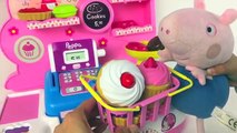 PEPPA PIG CUPCAKES EN IJSJES SPEELGOED SET BAKKERIJ VAN SMOBY MET KASSA FILMPJE VOOR KINDEREN