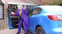 RECKLESS JOKER Crushes SPIDERBABY Toy Car Under Car! w/ Hulk, Spiderman & Power Wheels in