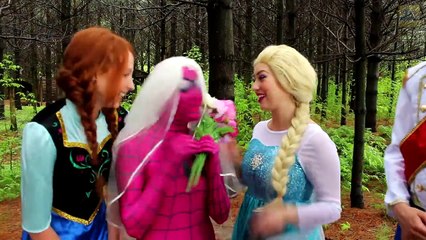 Spiderman & Frozen Elsa get a PINOCCHIO NOSE w/ Pink Spidergirl, Joker, Anna, Candy & Pran