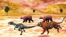Los dinosaurios Vs León Dedo de la Familia | el Tigre de los Gorilas y Más Animales Dedo de la Familia de las Canciones | Corto