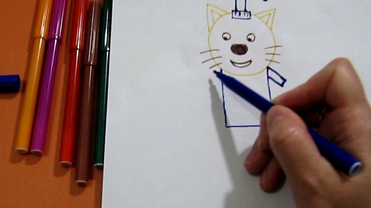 Как нарисовать Три кота Кот Кампот Рисуем кота Компота с мультика Три кота