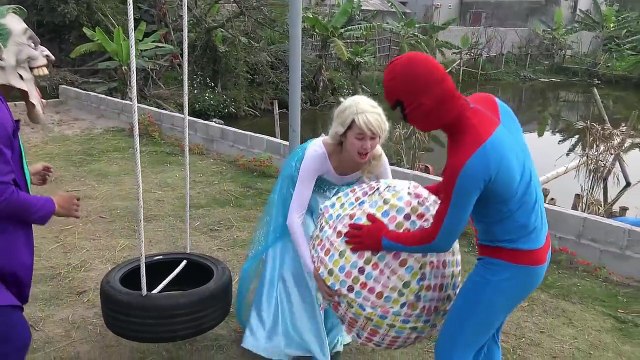 Joker Drop Baby into Lake vs Black Spiderman Frozen Elsa vs Pinks Spidey Girl Funny Videos