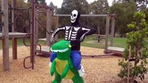 Spidergirl Vs Skeleton Man Vs T-REX w Spiderman Frozen Elsa Joker Superhero Fun Compilatio