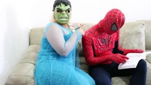 Spiderman Nightmare with Elsa Frozen Hulk Superheroes Movie Fun in Real Life