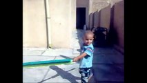 funny fight between child & dog