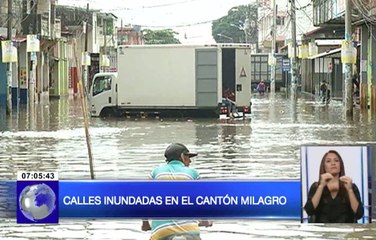 Calles inundadas en el cantón Milagro