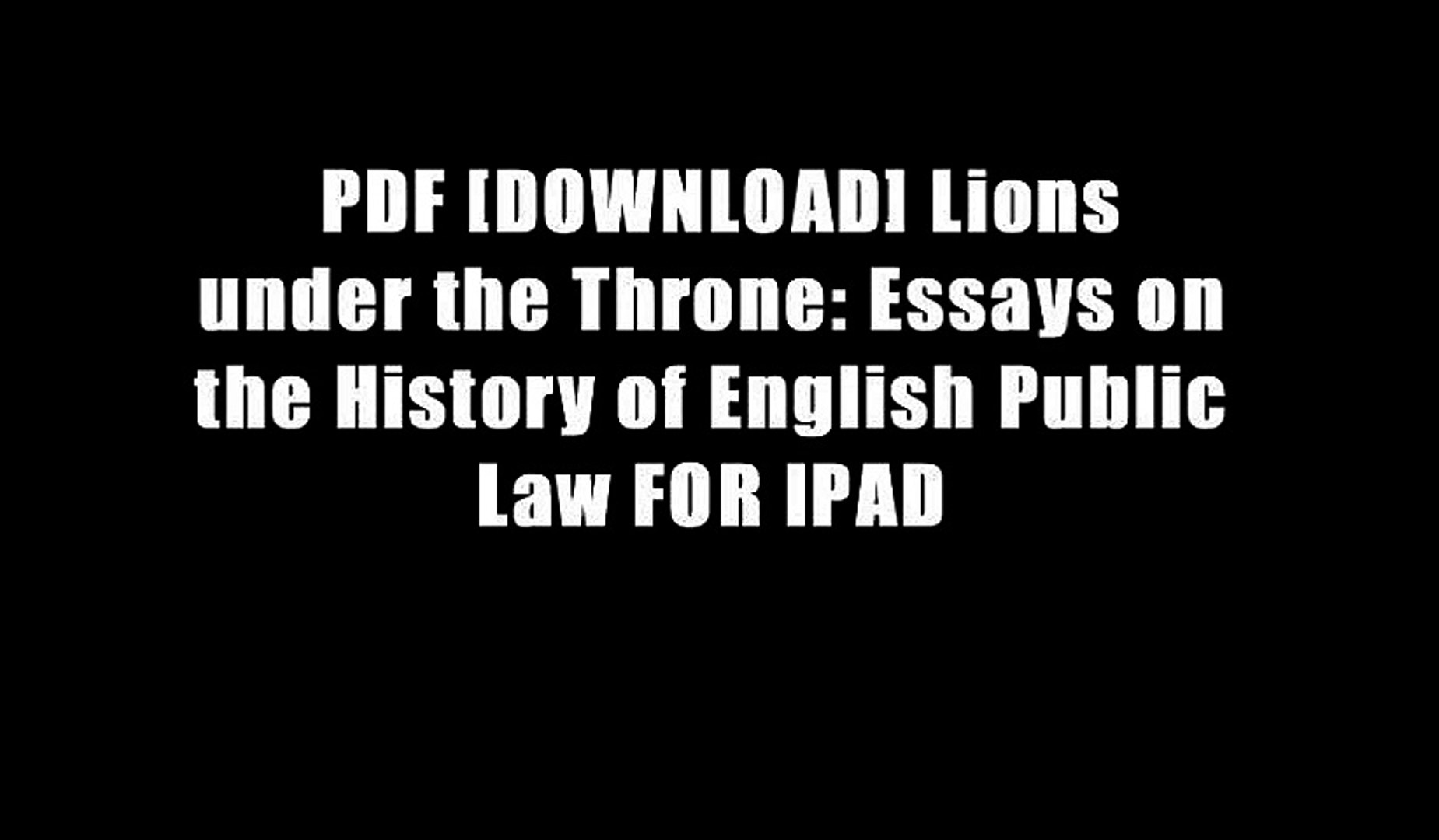 Pdf Download Lions Under The Throne Essays On The History Of English Public Law For Ipad - 